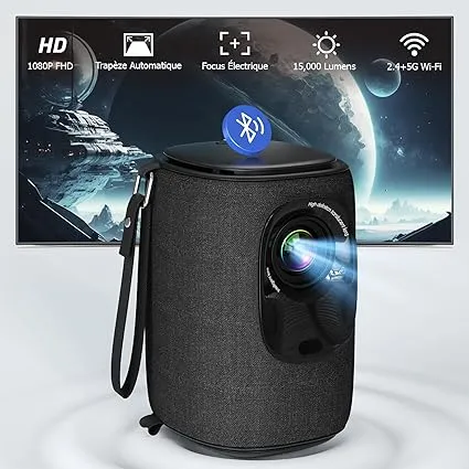 DATASHOW PROJECTEUR MINI LISOWOD L01 PRO WIFI 5G BLUETOOTH 15000LUMENS 600ANSI AUTO FOCUS 120 POUCE BLACK FULL HD